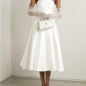 HALFPENNY LONDON Strapless pleated mikado midi dress